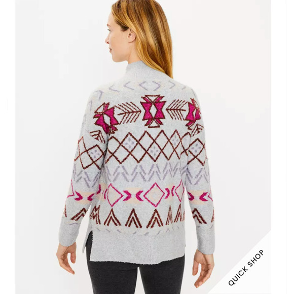 **NWT LOFT Lou & Grey Pebble Grey Heather Fair Isle Tunic Sweater - Picture 6 of 10